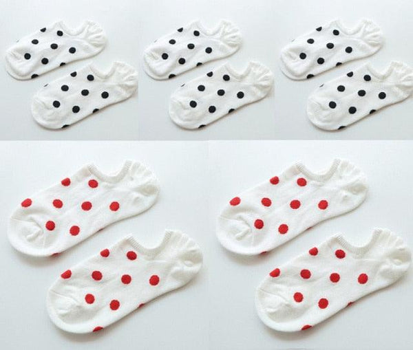 5Pais Women No Show Sports Socks Short Comfortable Cotton Aesthetic Novelty Dot Sweet Boat Socks Ankle Socks For Men And Women