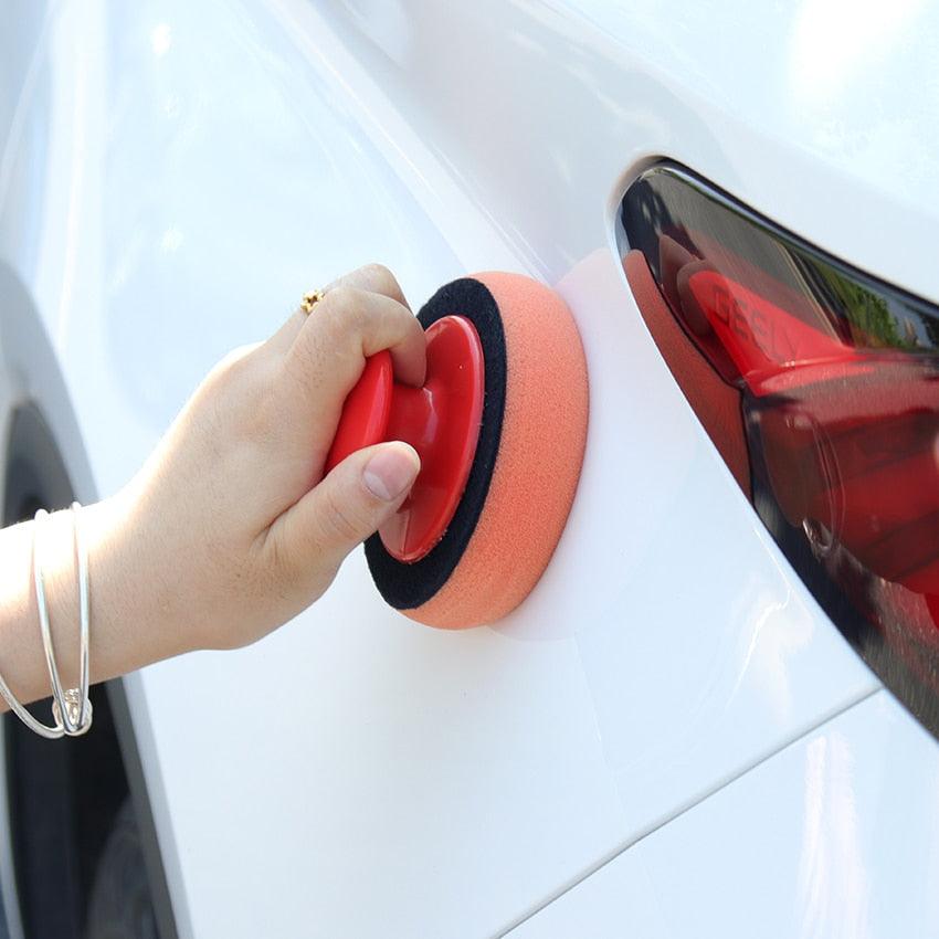 5PCS Car Wash Wax Polish Pad Polishing Pad Sponge Microfiber Sponge Applicators Car Cleaning Cloth Microfiber Applicator For Auto Polisher Waxing Sponge Car Wax Applicator Pads Kit Sponge Applicators Soft Foam Waxing Pad with Grip Handle