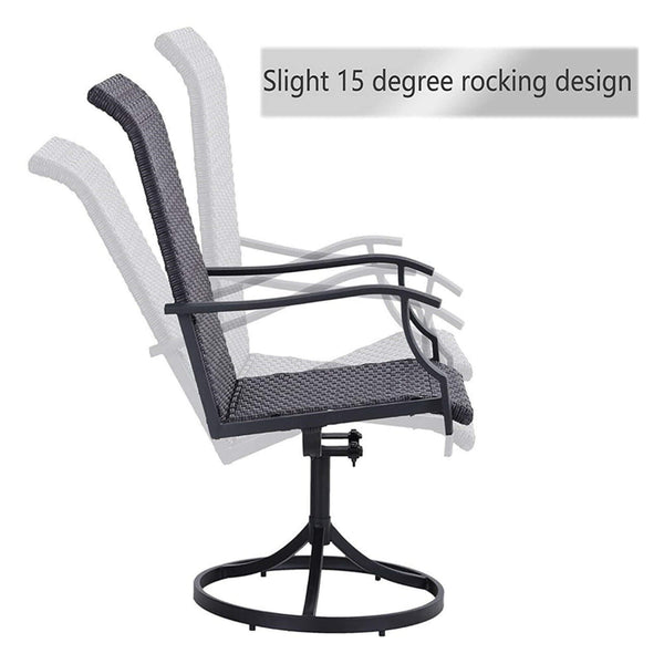 5PCS Outdoor Patio Rattan Dining Furniture Set With Swivel Armchairs (91823705)