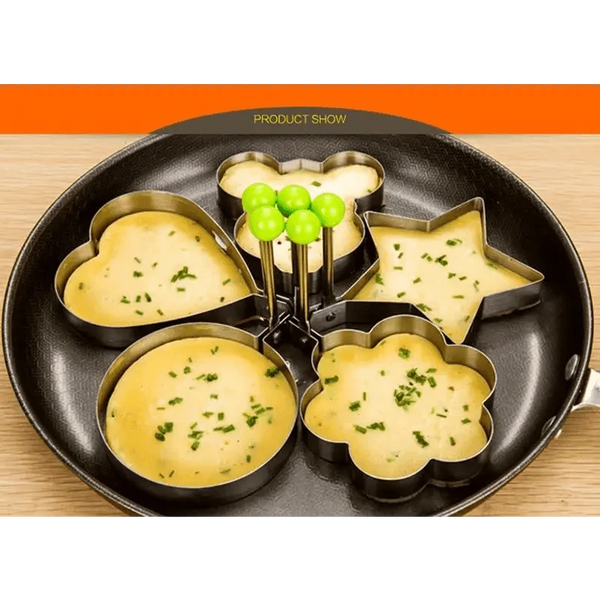 5Pcs Stainless Steel Fried Egg Mold Pancake Mould Omelette Mold Ring Cooking Fried Egg Bento Shaper Kitchen Gadget Frying Egg Cooking Tools Kitchen Accessories Gadget Rings