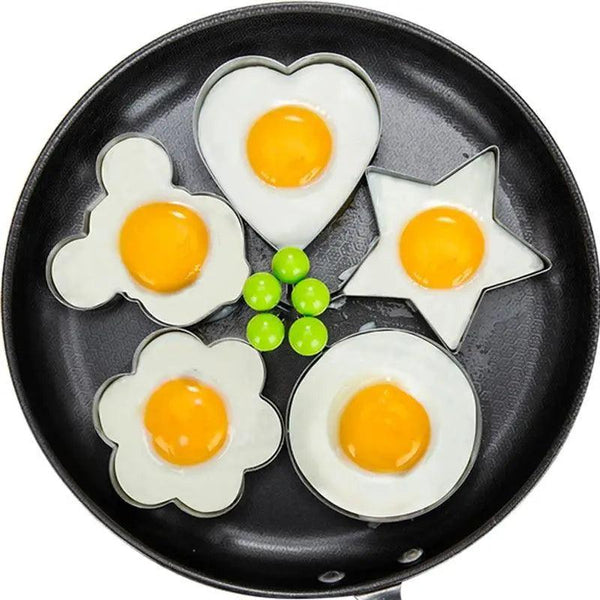 5Pcs Stainless Steel Fried Egg Mold Pancake Mould Omelette Mold Ring Cooking Fried Egg Bento Shaper Kitchen Gadget Frying Egg Cooking Tools Kitchen Accessories Gadget Rings