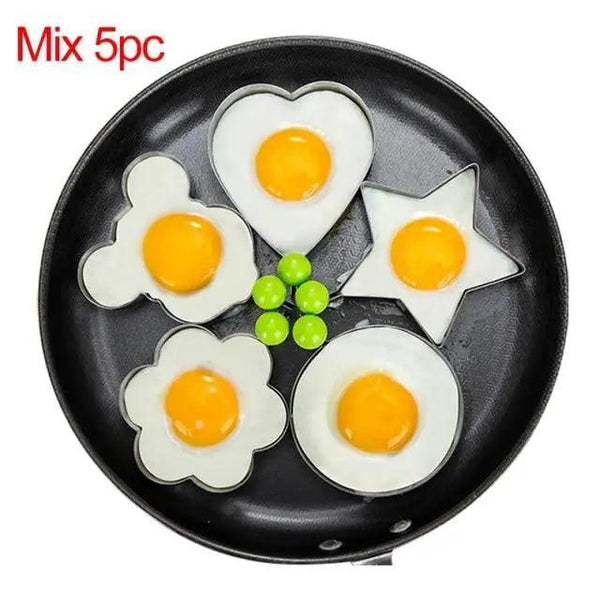 5Pcs Stainless Steel Fried Egg Mold Pancake Mould Omelette Mold Ring Cooking Fried Egg Bento Shaper Kitchen Gadget Frying Egg Cooking Tools Kitchen Accessories Gadget Rings