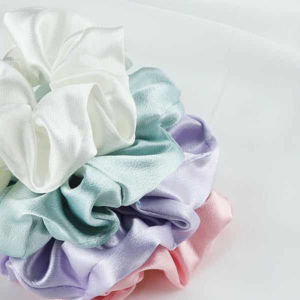 5PCS/Lot Fashion Silk Satin Scrunchies Headband Large Elastic Rubber Hair Band Women Fashion Hair Scrunchies Ponytail Holder Accessories for Women And Girls