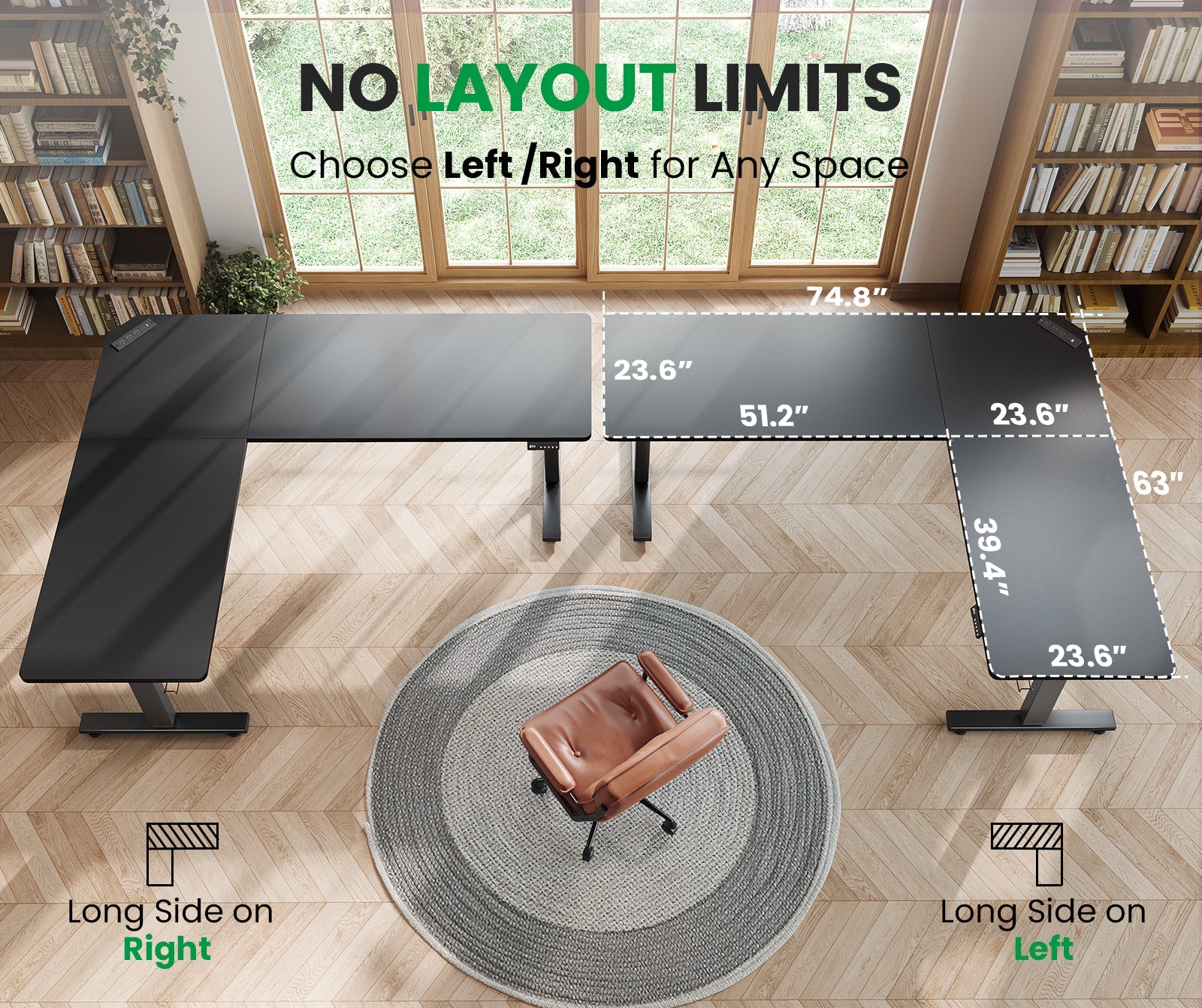 OdinLake S4 Home Office  L Shaped Standing Desk(75