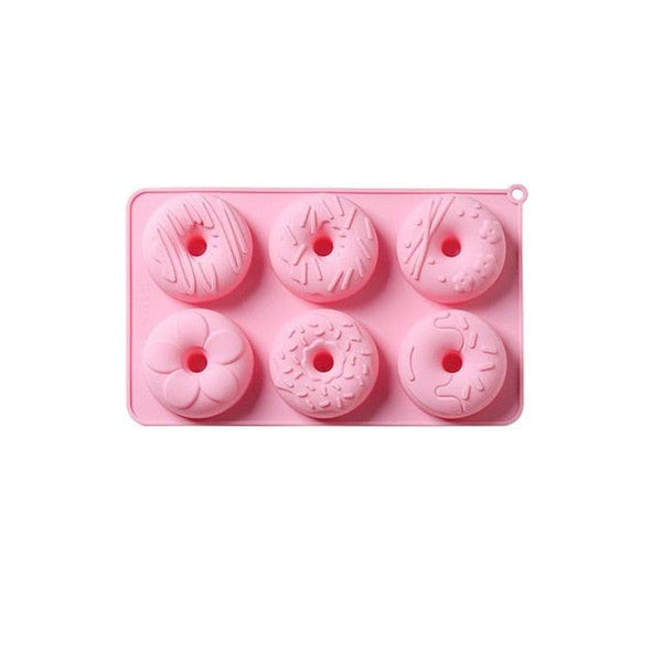 6 Cells Large Size Cake Molds Food Grade Material Donuts Mold Baking Tools For Biscuit Dessert Chocolate Mould Silicone Baking Mold Just Pop Out Non-Stick Doughnuts Baking Molds
