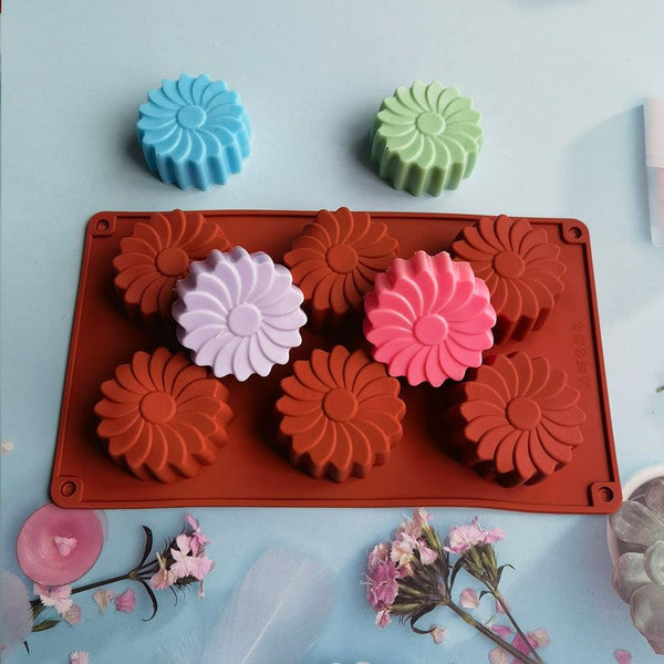 6 Holes Flower Shaped Silicone Mold Sunflower Flower Form Fondant Molds Handmade Soap Baking Crafts Cake Mould Decoration Tools Silicone Flower Shape Soap Molds
