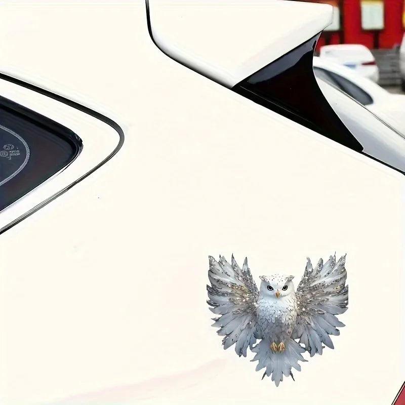 6-Inch White Owl Vinyl Decal Artistic Sticker for Cars and Laptops