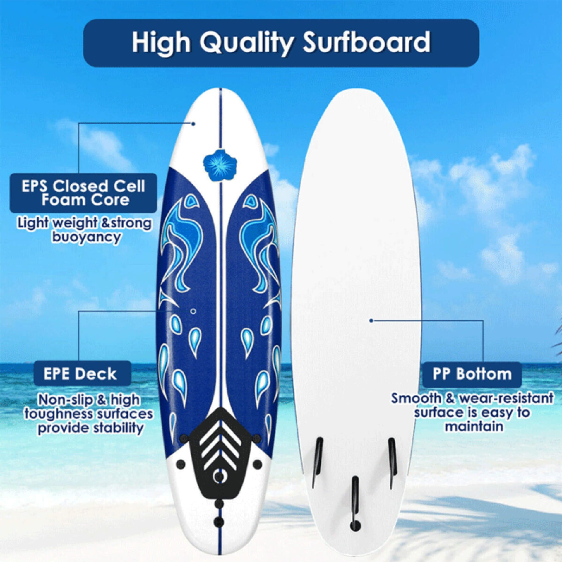 6' Inflatable Blow Up Stand Up Paddle SUP Surfboard (SAK94461)