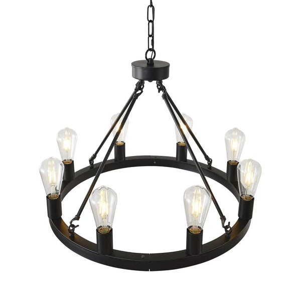 6-Light Wagon Wheel Hanging Lights Modern Chandelier for Living Spaces