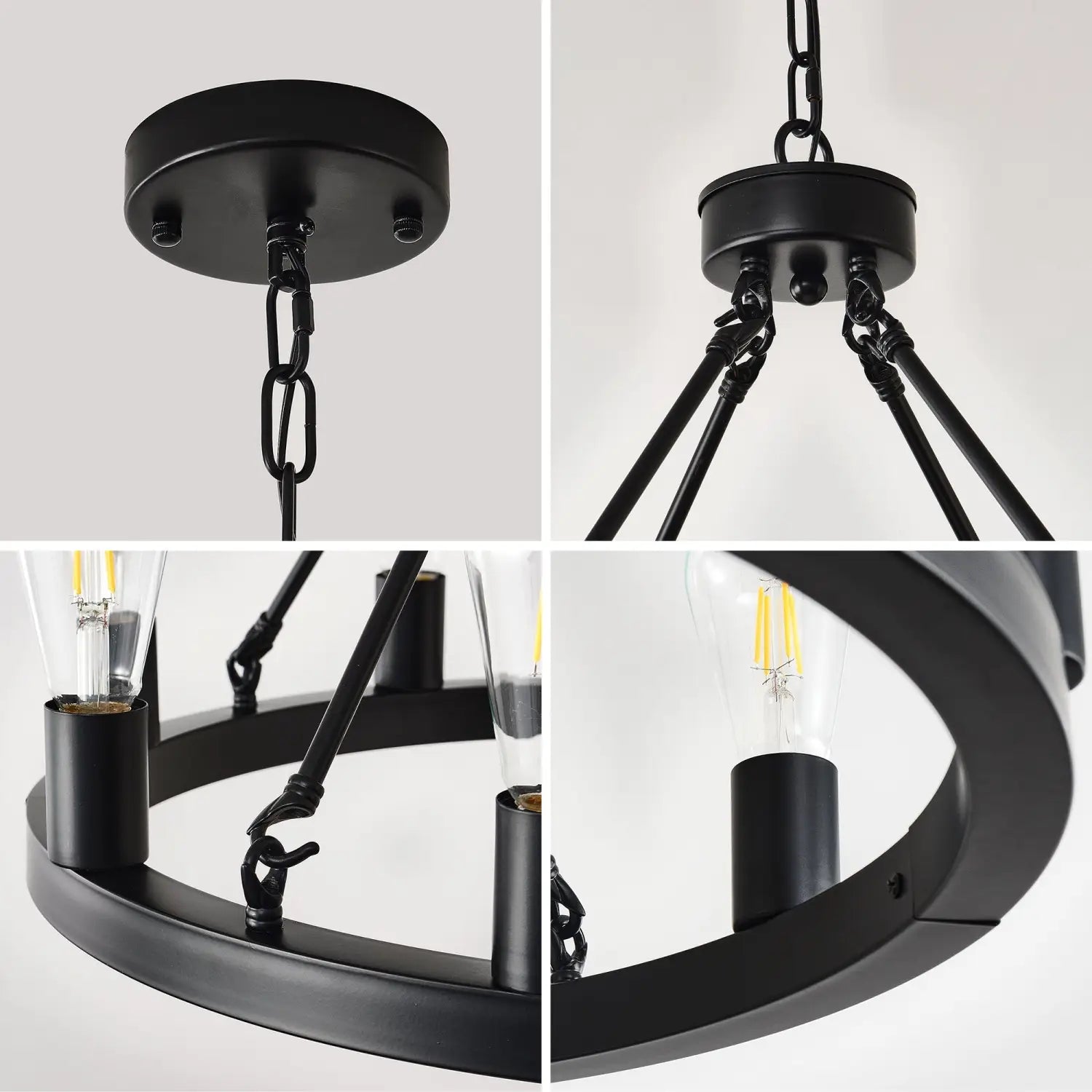 6-Light Wagon Wheel Hanging Lights Modern Chandelier for Living Spaces