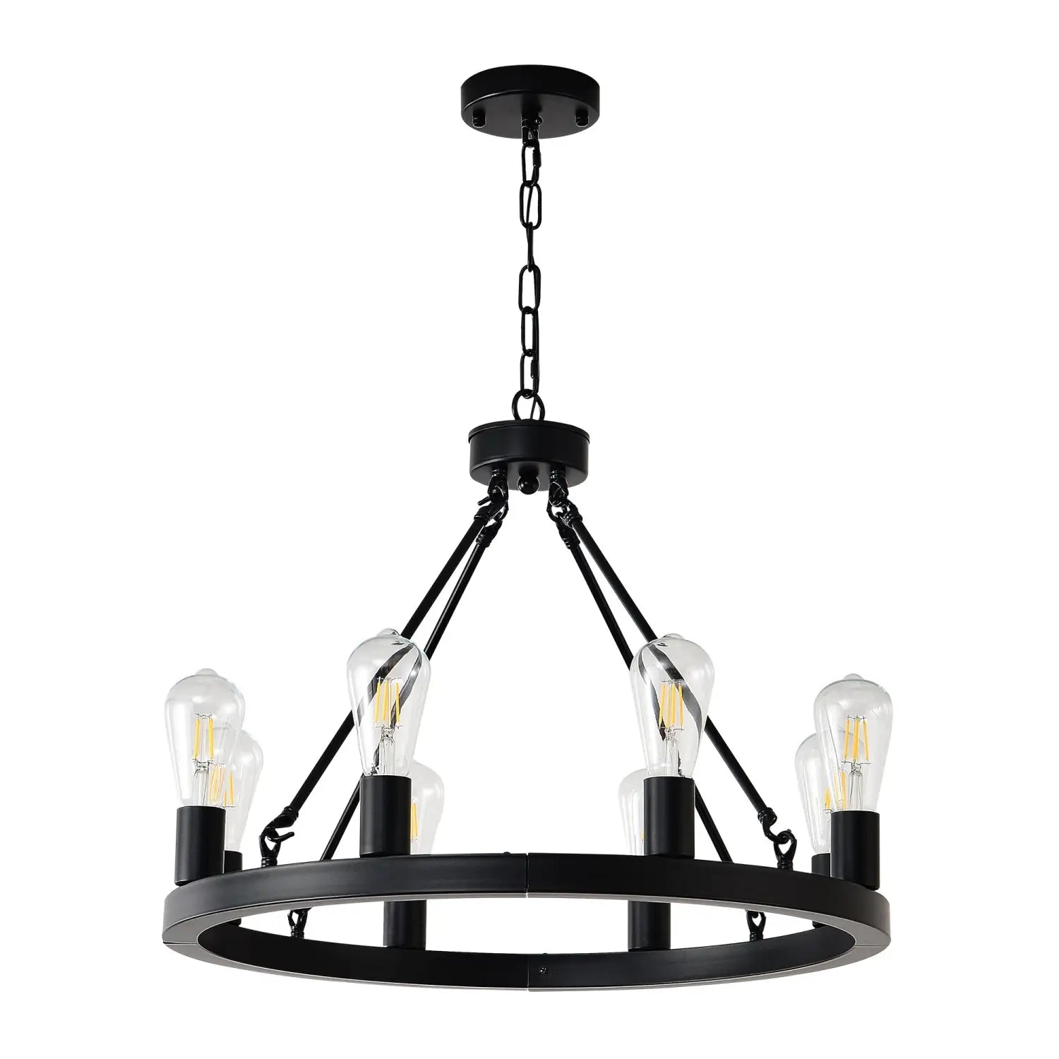6-Light Wagon Wheel Hanging Lights Modern Chandelier for Living Spaces