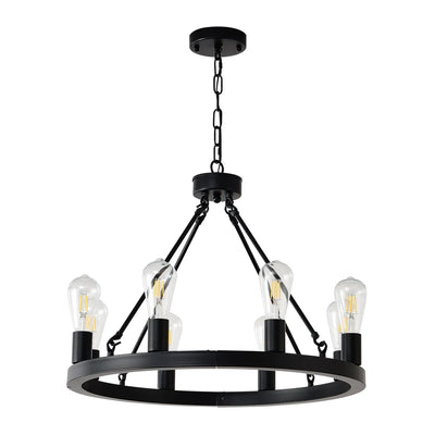 6-Light Wagon Wheel Hanging Lights Modern Chandelier for Living Spaces