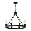 6-Light Wagon Wheel Hanging Lights Modern Chandelier for Living Spaces