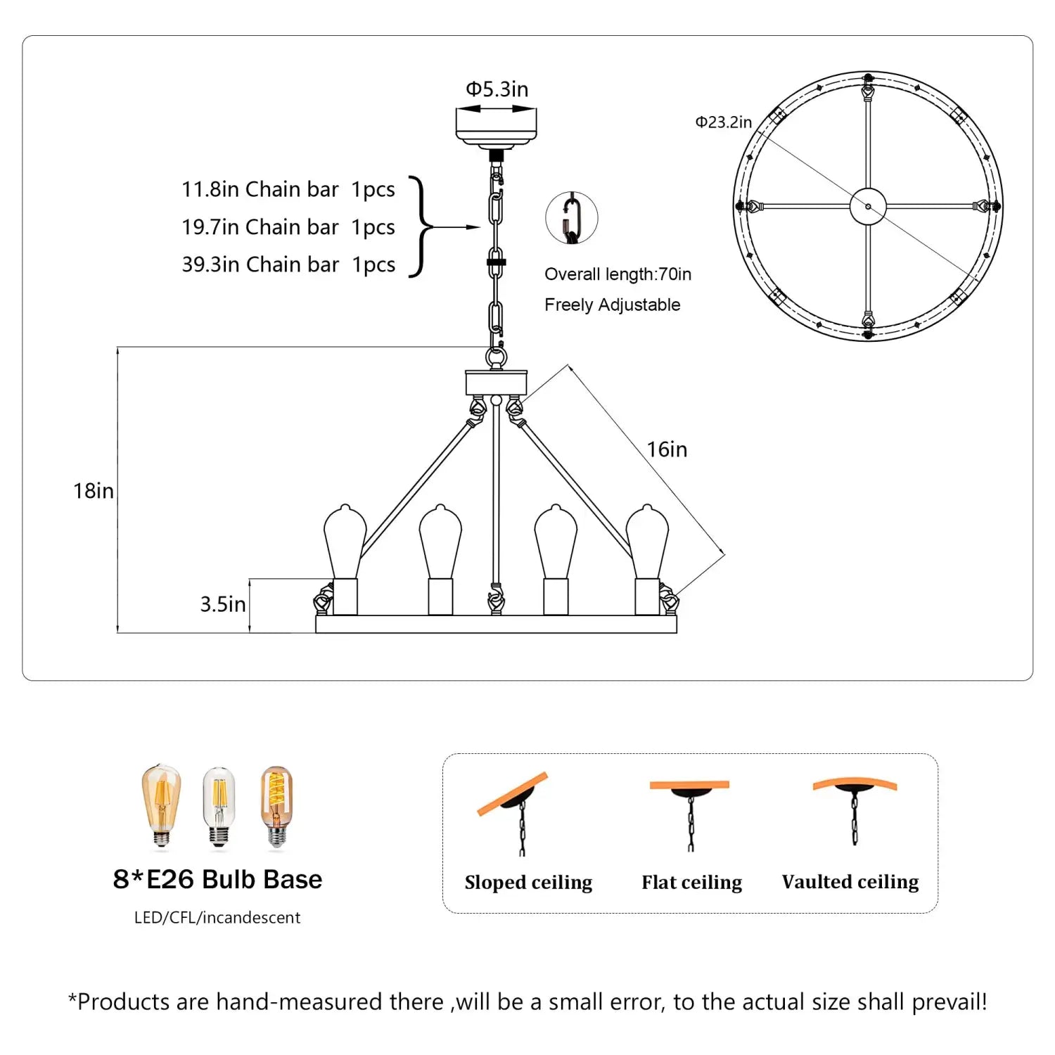 6-Light Wagon Wheel Hanging Lights Modern Chandelier for Living Spaces