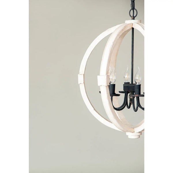 6-Light Wood Chandelier with Adjustable Chain for Kitchen & Entry