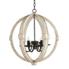 6-Light Wood Chandelier with Adjustable Chain for Kitchen & Entry
