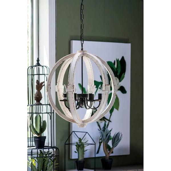 6-Light Wood Chandelier with Adjustable Chain for Kitchen & Entry
