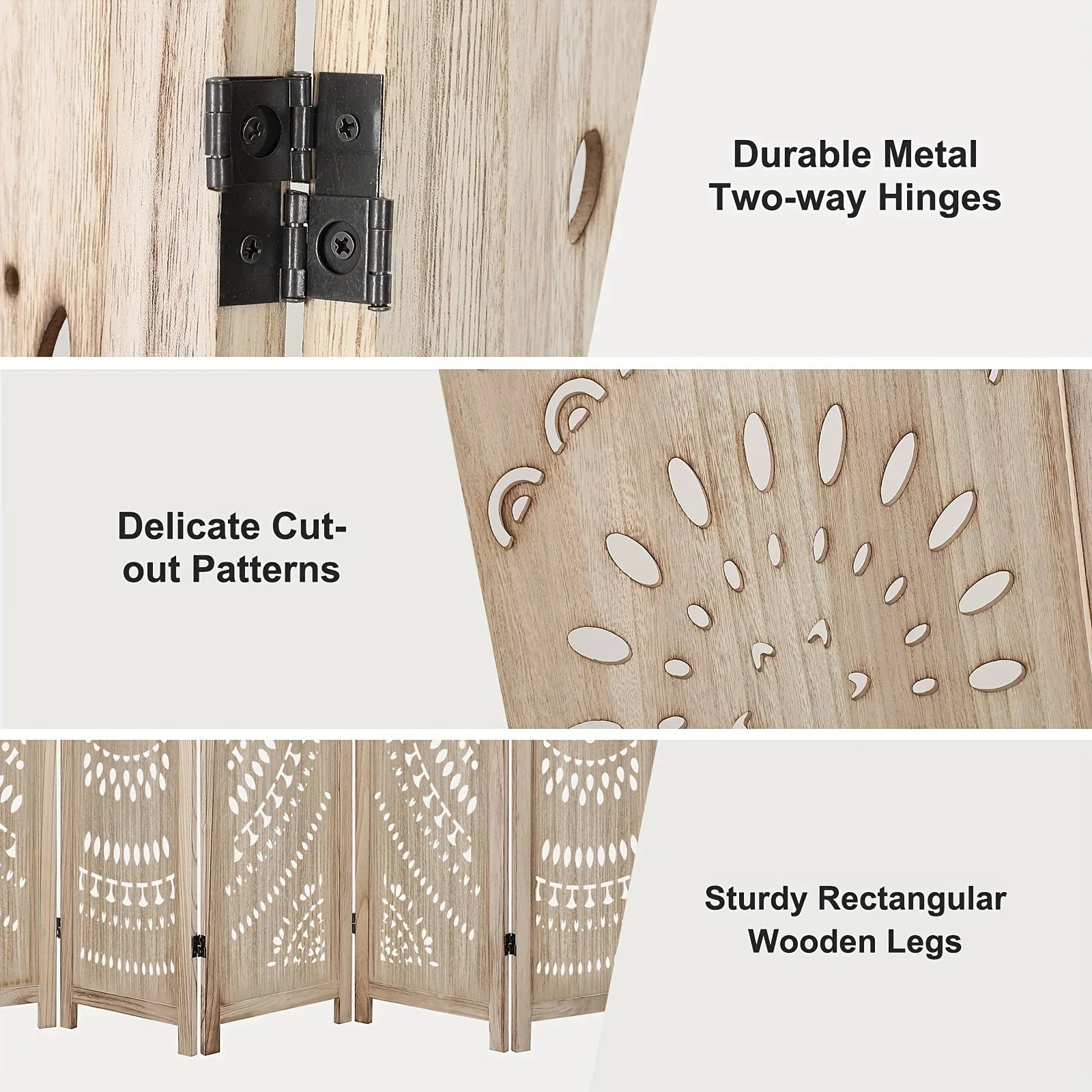 6-panel Wooden Room Divider, Privacy Screen Wooden Room Divider, Carved Room Divider Board, Free Assembly Freestanding Partition, Suitable for Home Office, Dining Room And Bedroom (natural Color) 40*11*170cm, Office Divider,