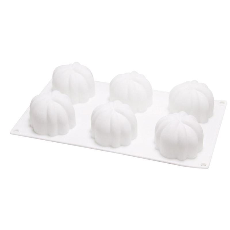 6 Pumpkin Silicone Cake Mold For Chocolate Ice Cream Decorating Pudding Dessert Tools Bakeware Baking Silicone Cake Molds For Baking 3D Pumpkin Silicone Mold For Party