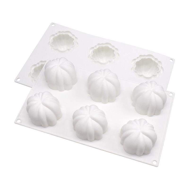 6 Pumpkin Silicone Cake Mold For Chocolate Ice Cream Decorating Pudding Dessert Tools Bakeware Baking Silicone Cake Molds For Baking 3D Pumpkin Silicone Mold For Party