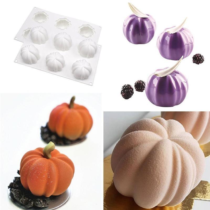 6 Pumpkin Silicone Cake Mold For Chocolate Ice Cream Decorating Pudding Dessert Tools Bakeware Baking Silicone Cake Molds For Baking 3D Pumpkin Silicone Mold For Party