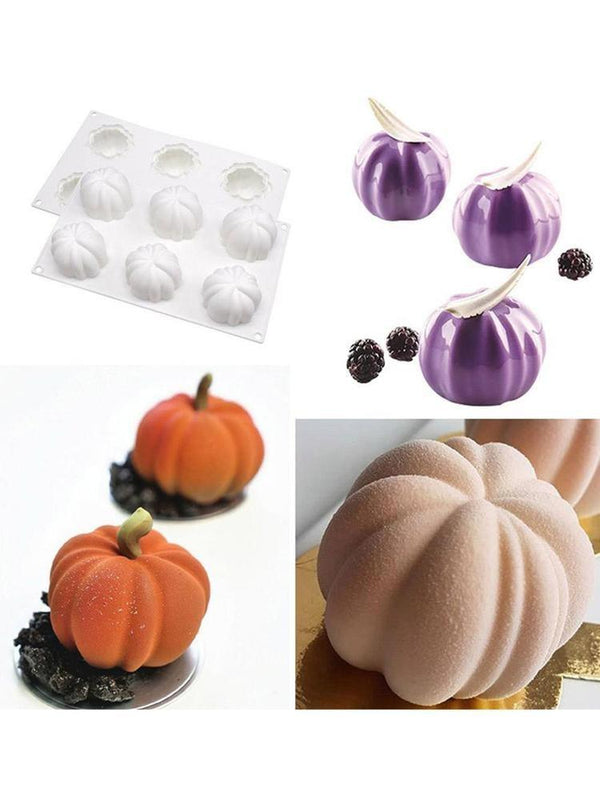6 Pumpkin Silicone Cake Mold For Chocolate Ice Cream Decorating Pudding Dessert Tools Bakeware Baking Silicone Cake Molds For Baking 3D Pumpkin Silicone Mold For Party