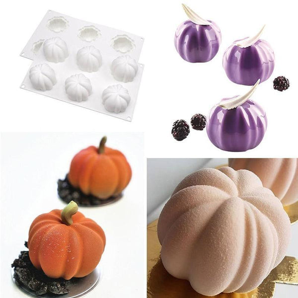6 Pumpkin Silicone Cake Mold For Chocolate Ice Cream Decorating Pudding Dessert Tools Bakeware Baking Silicone Cake Molds For Baking 3D Pumpkin Silicone Mold For Party