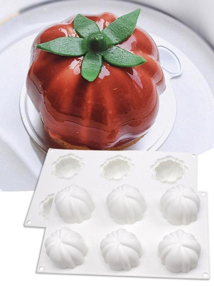 6 Pumpkin Silicone Cake Mold For Chocolate Ice Cream Decorating Pudding Dessert Tools Bakeware Baking Silicone Cake Molds For Baking 3D Pumpkin Silicone Mold For Party