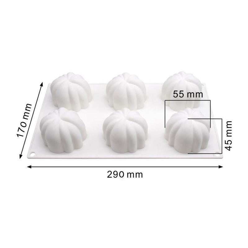 6 Pumpkin Silicone Cake Mold For Chocolate Ice Cream Decorating Pudding Dessert Tools Bakeware Baking Silicone Cake Molds For Baking 3D Pumpkin Silicone Mold For Party