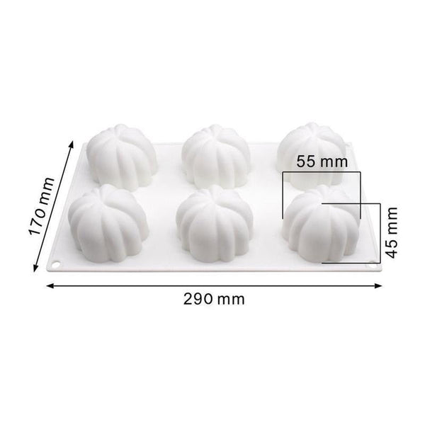 6 Pumpkin Silicone Cake Mold For Chocolate Ice Cream Decorating Pudding Dessert Tools Bakeware Baking Silicone Cake Molds For Baking 3D Pumpkin Silicone Mold For Party