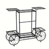 6-Tier Metal Garden Cart Plant Stand Iron Flower Display Rack - 6 Tiers