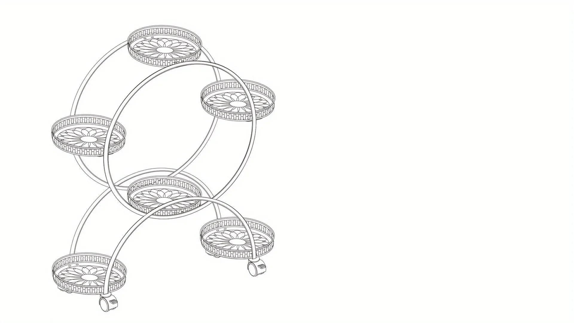 6-Tier Metal Plant Stand Garden Cart with Wheels for Patio and Balcony