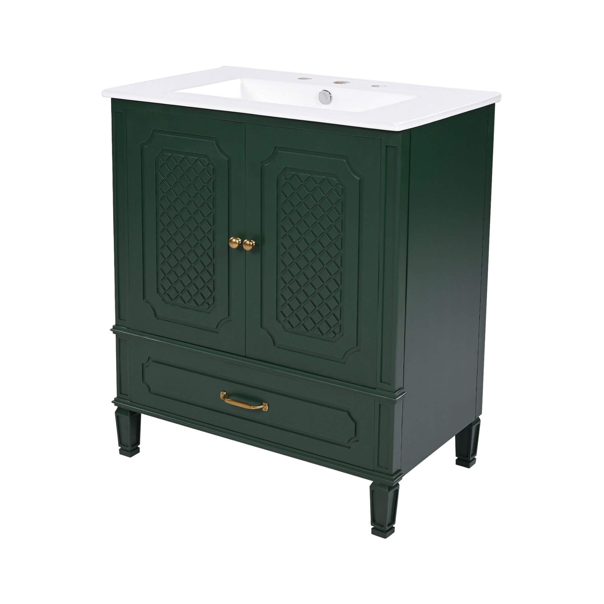 60-Inch Green Vintage Double Sink Vanity With Cabinets And Drawers (SAK26149)