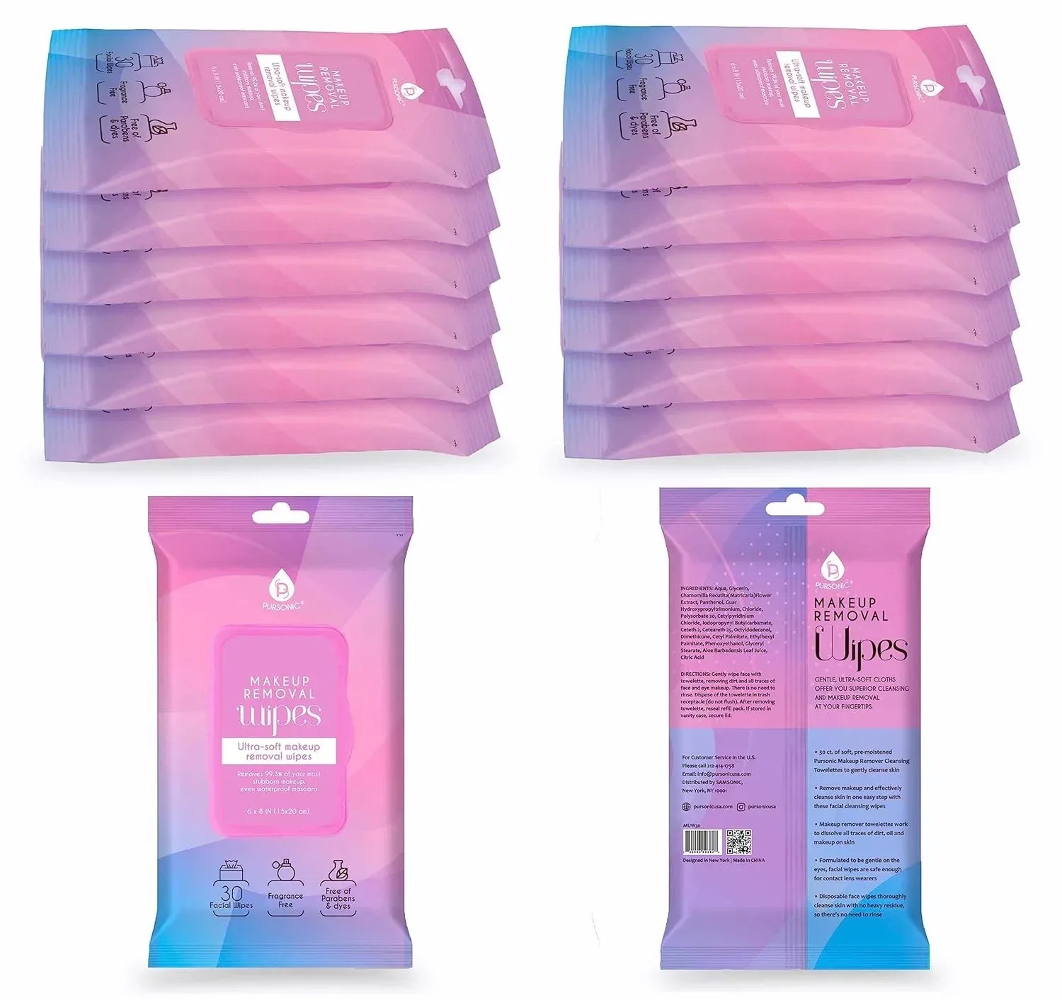 Makeup Removal Wipes 12 Pack (720 Wipes Total) – Ultra-Soft Facial Cleansing Towelettes Dissolve All Traces of Dirt, Oil & Makeup – Gentle Enough for Contact Lens Wearers, Safe for Eye - Gifts for You 'n Me