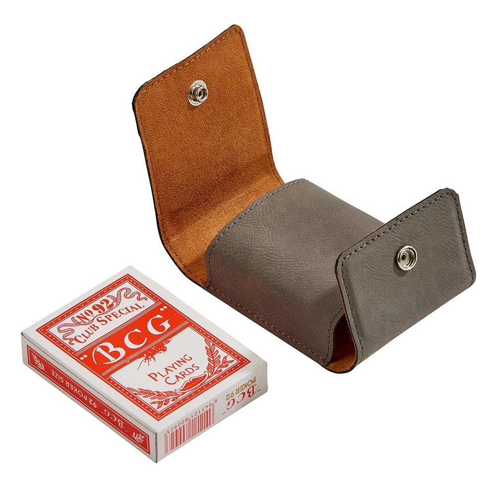 Leatherette Playing Cards Case, Grey 3.75