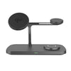Multi functional QI2 wireless charging desktop magnetic three in one charging stand - Black