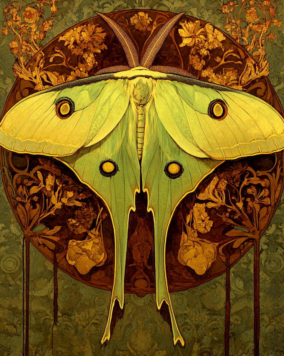 Luna Moth Wall Art – Deco Insect Prints 8x10 on Premium Paper for 11x14 Frame