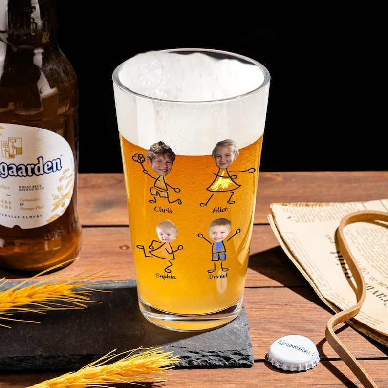 Round glass cup 16oz beer wheat cup body customized straight cup