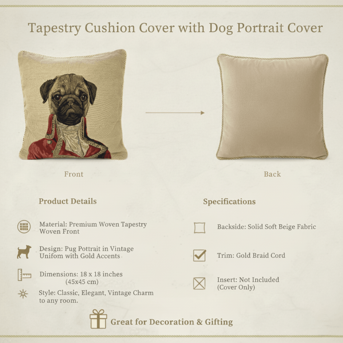 Tache Napoleon Bowaparte Vintage Tapestry Throw Pillow Cover (CC-6011)