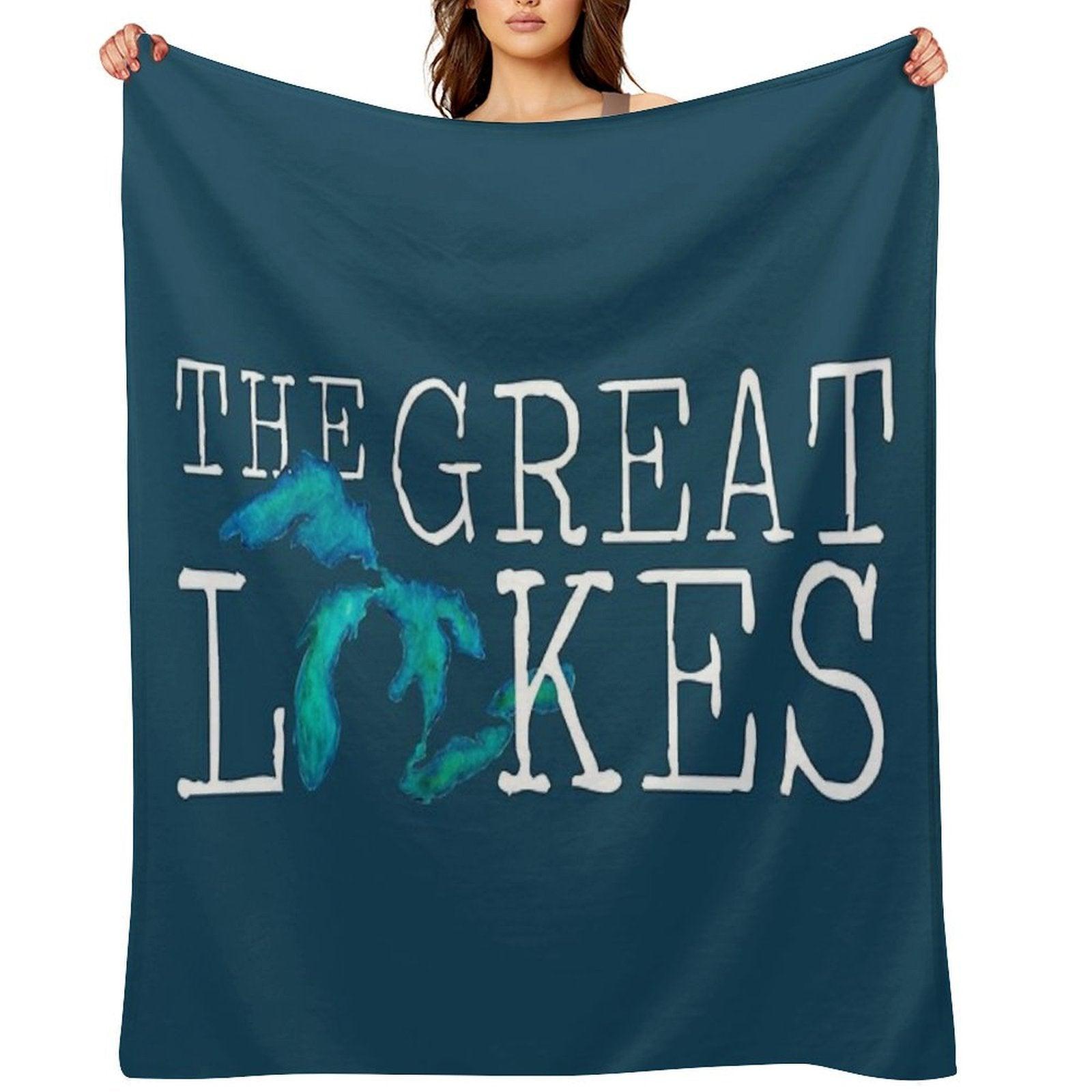 The Great Lakes Watercolor Lakes Throw Blanket