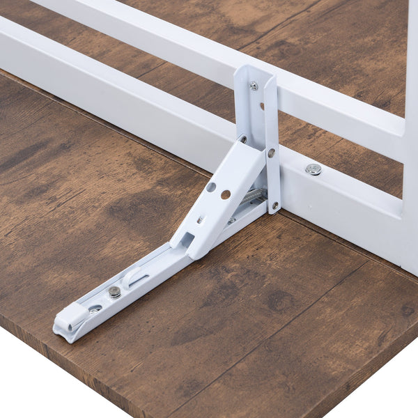 Farmhouse 5-piece Counter Height Drop Leaf Dining Table Set with Dining Chairs for 4,White Frame+ Rustic Brown Tabletop Vtng Furniture