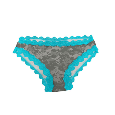 Women's Camo Lace Panty - Atlas Aqua Blue Hunting Underwear - Wilderness Dreams
