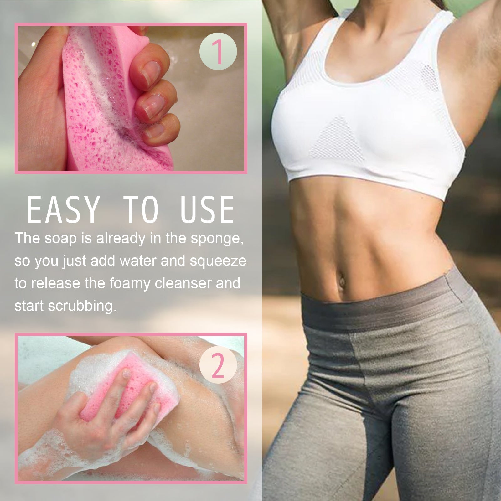 Aromatherapy Body Sponge, Firming Skin Belly Calf Arm Toning Body Cleansing Bath Sponge