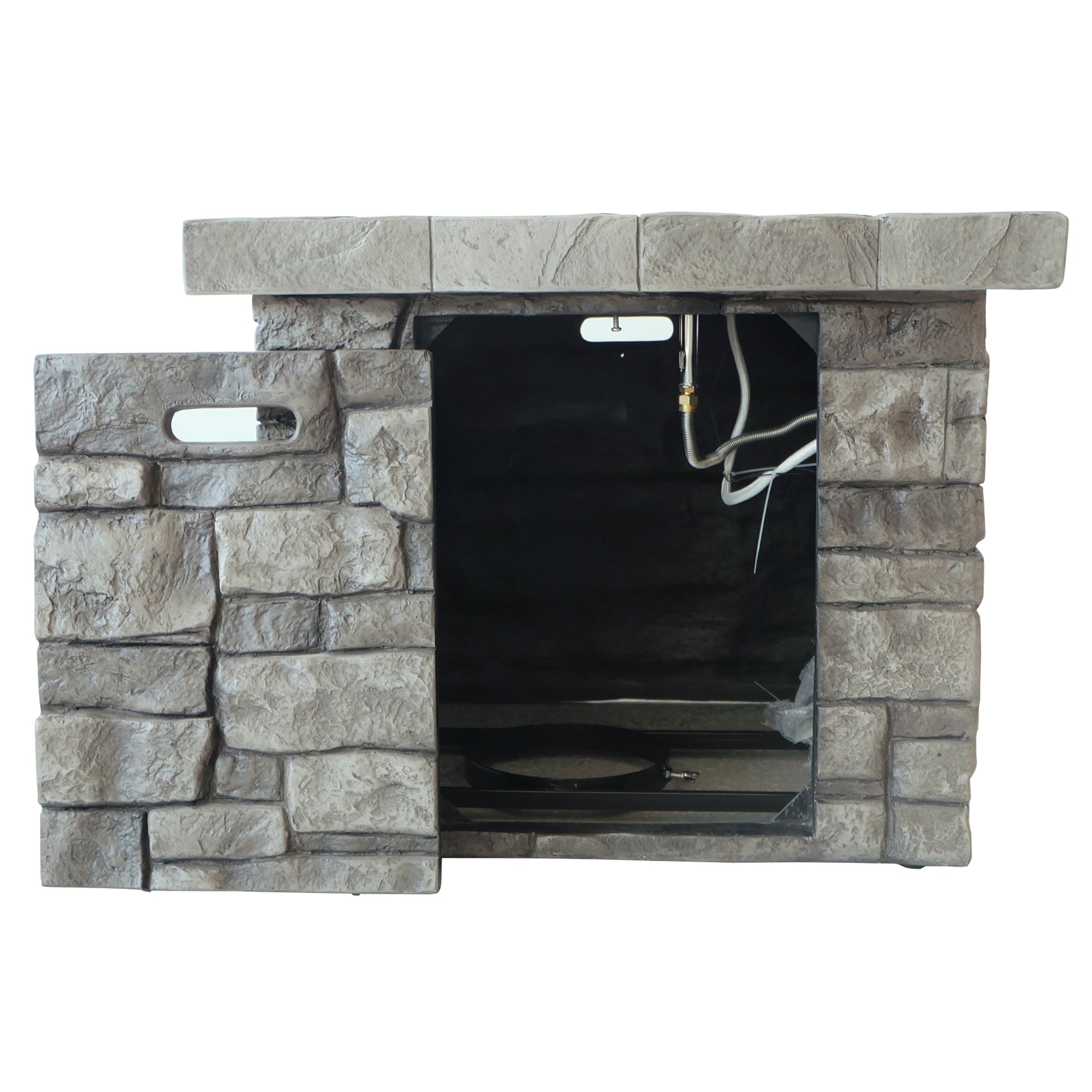 Outdoor Square MgO Propane Fire Pit 40,000 BTU Grey 30-Inch