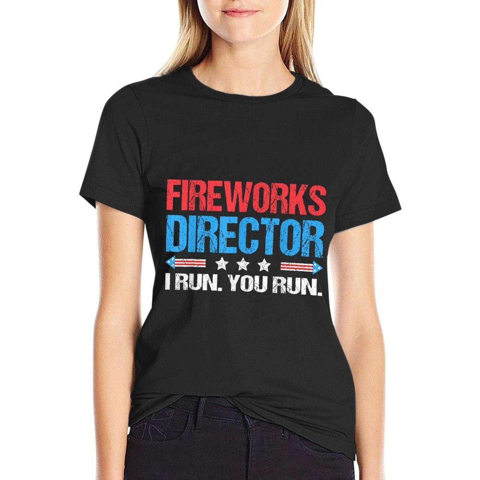 Fireworks Director - I Run You Run Funny 4th Of July  Ribbed Collar T-Shirt
