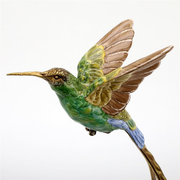 Porcelain - Ormolu  Blue Green Hummingbird With Dish