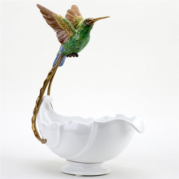 Porcelain - Ormolu  Blue Green Hummingbird With Dish - Gifts for You 'n Me
