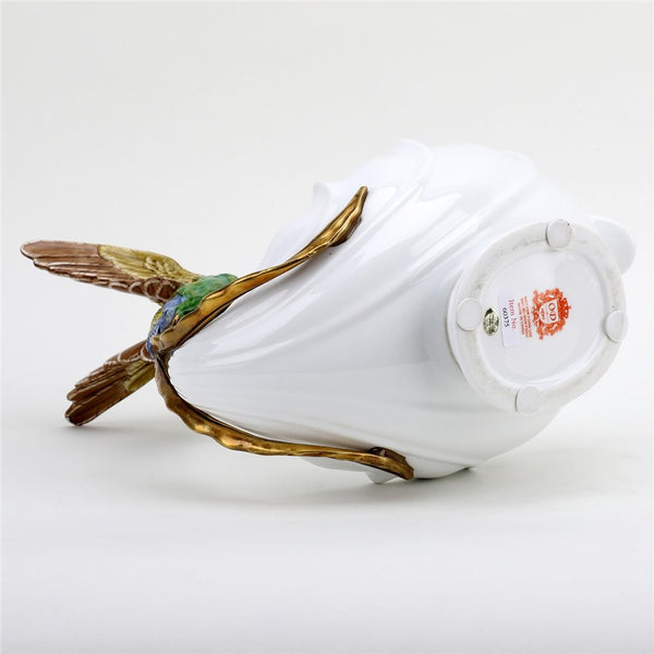 Porcelain - Ormolu  Blue Green Hummingbird With Dish