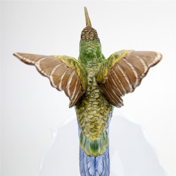 Porcelain - Ormolu  Blue Green Hummingbird With Dish