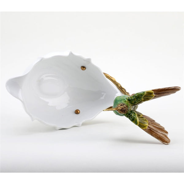 Porcelain - Ormolu  Blue Green Hummingbird With Dish - Gifts for You 'n Me